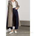 Elegance Women Long Double Breasted Trench Coat